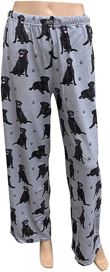 Black Labrador Retriever Unisex Lightweight Cotton Blend Pajama Bottoms- Small