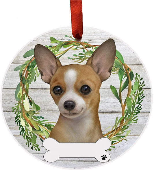 Tan Chihuahua Ornament - E&S Pets, DIY Personalizable, Ceramic Round Ornament