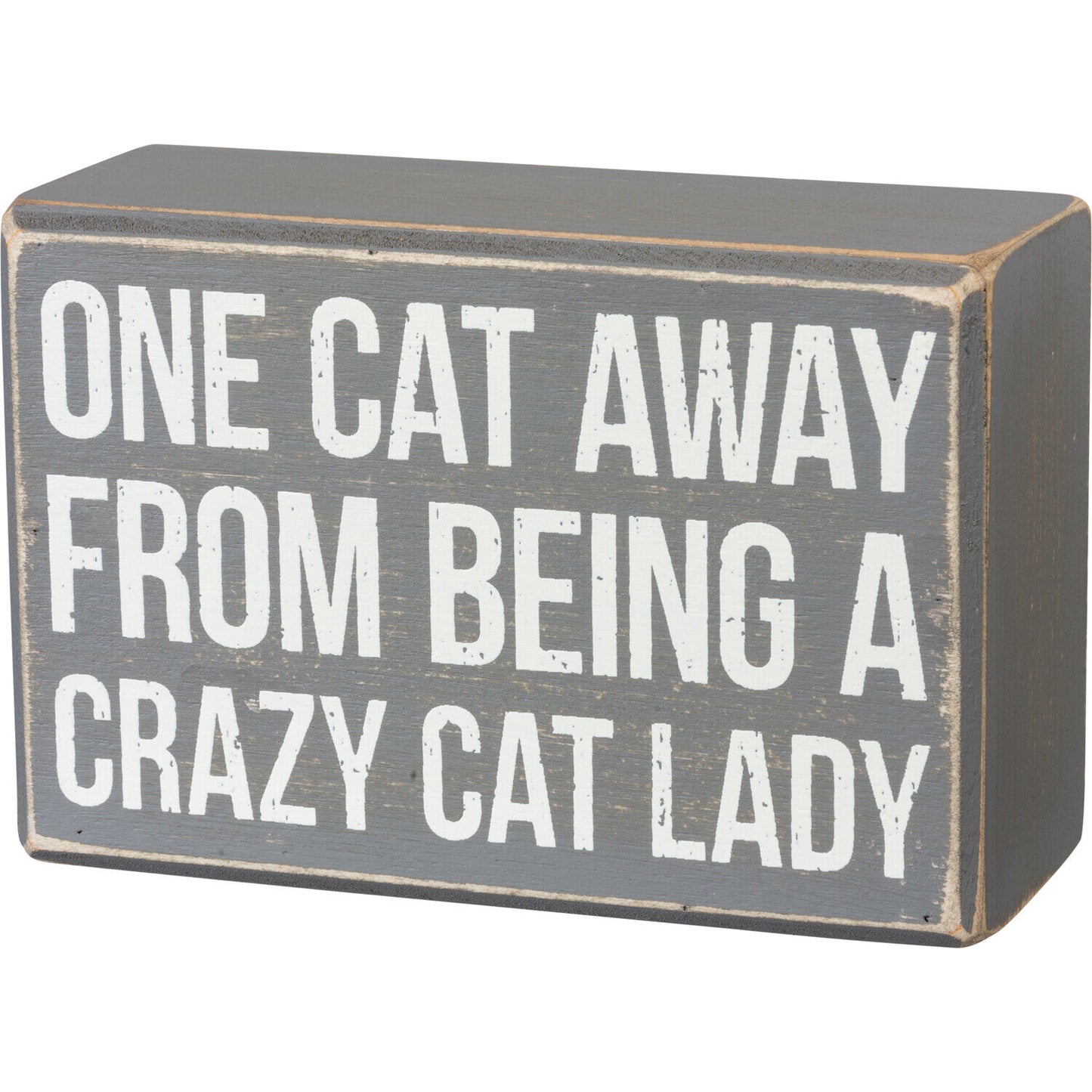 Primitives by Kathy Box Sign/Sock Set - One Cat Away from Crazy Cat Lady