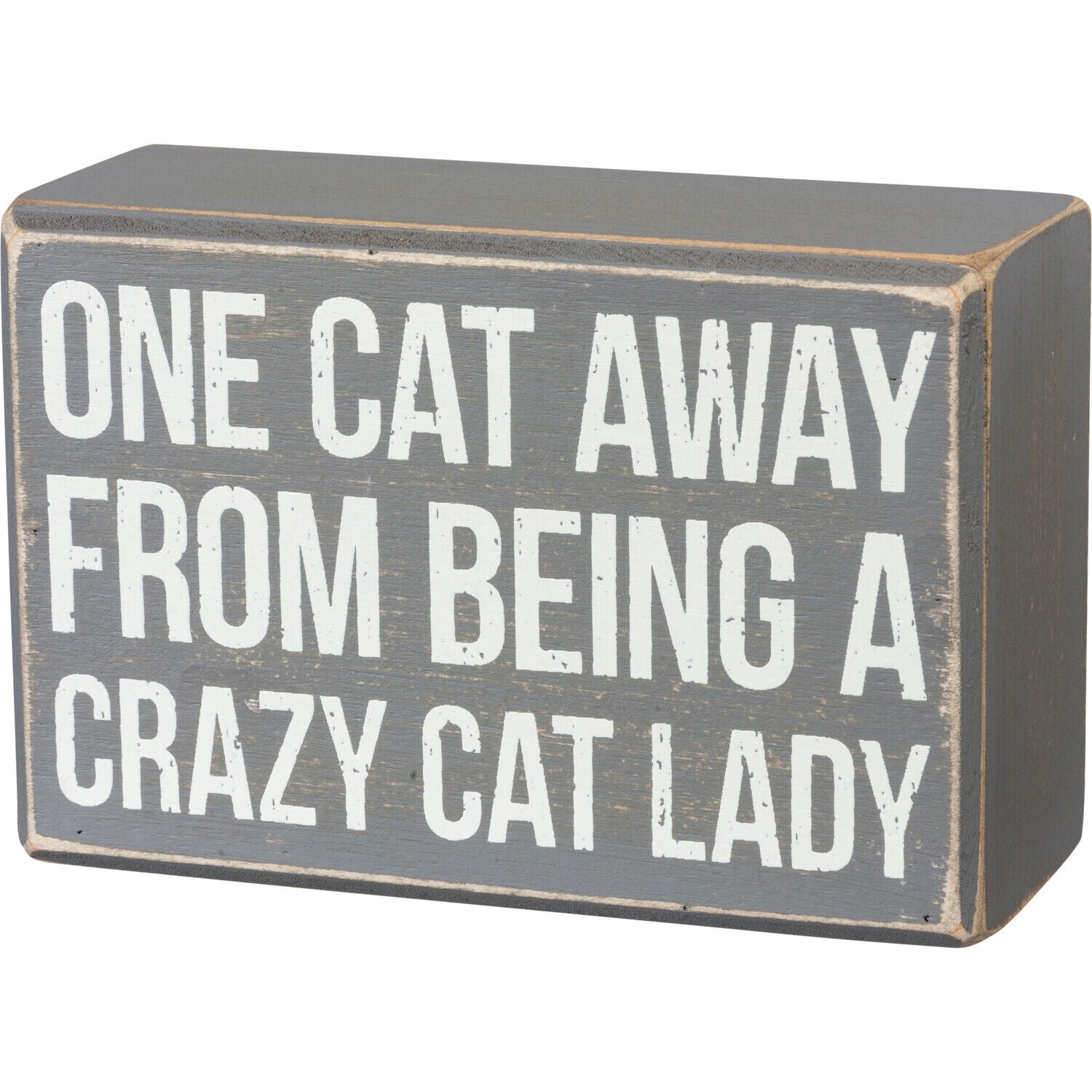Primitives by Kathy Box Sign/Sock Set - One Cat Away from Crazy Cat Lady