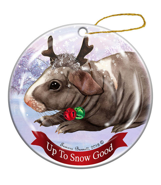 Holiday Pet Gifts Guinea Skinny (Hairless) Porcelain Christmas Ornament