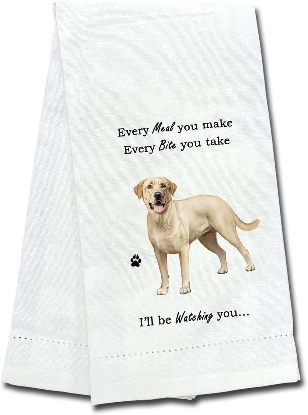 E&S Pets 711-20 Yellow Labrador Dog Kitchen Towel, Off-white