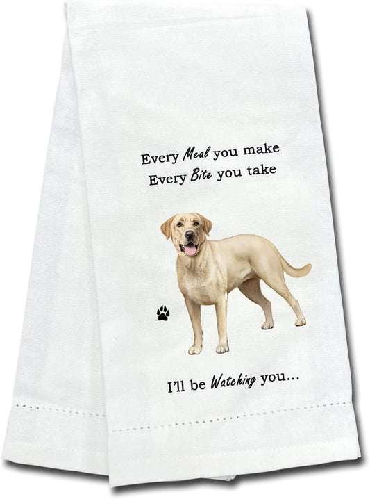 E&S Pets 711-20 Yellow Labrador Dog Kitchen Towel, Off-white