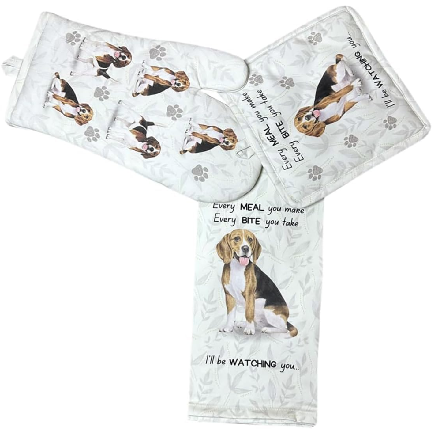 E&S Pets Bernadoodle 3 Piece Kitchen Set -  Oven Mitt, Towel, Pot Holder