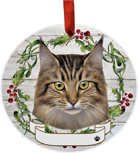 Maine Coon Cat Ornament - E&S Pets - Personalizable, Ceramic Round Ornament
