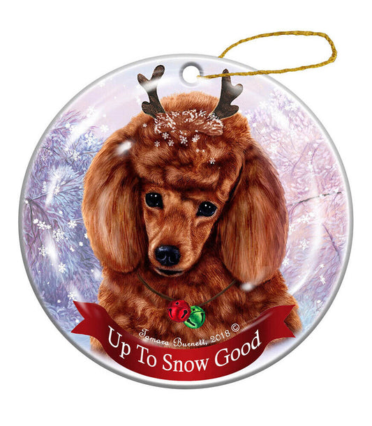 Holiday Pet Gifts Poodle Red Dog Porcelain Christmas Ornament