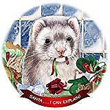 Ferret Silver Porcelain Ornament Pet Gift 'Santa. I Can Explain!'