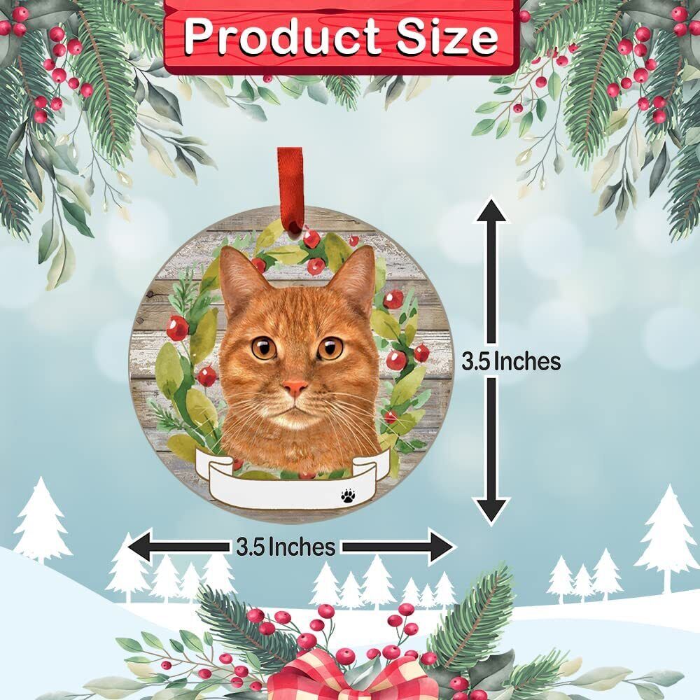 Orange Tabby Cat Ornament - E&S Pets - Personalizable, Ceramic Round Ornament