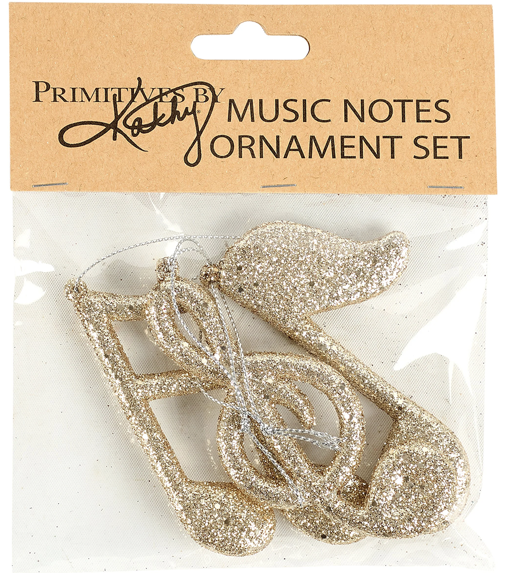 Primitives By Kathy Music Notes Ornament Set of 3 Christmas Ornament