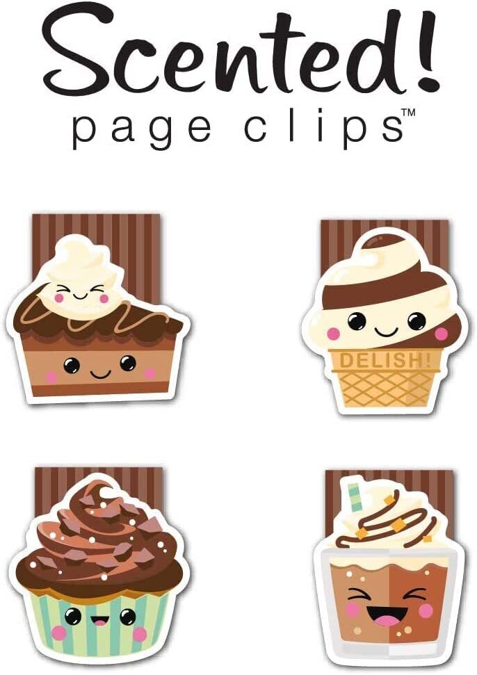 Re-Marks Chocolate Desserts - Pie, Cake, Ice Cream Magnetic Page Clips, set of 4