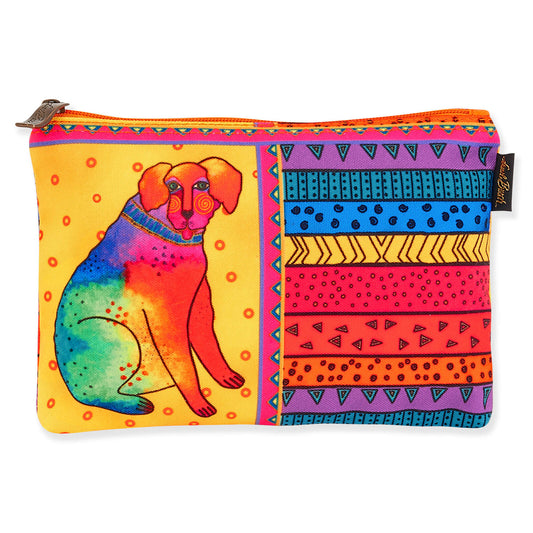 Laurel Burch Classic Dogs Cosmetic Bag (yellow/multicolor stripes A) Rainbow Dog