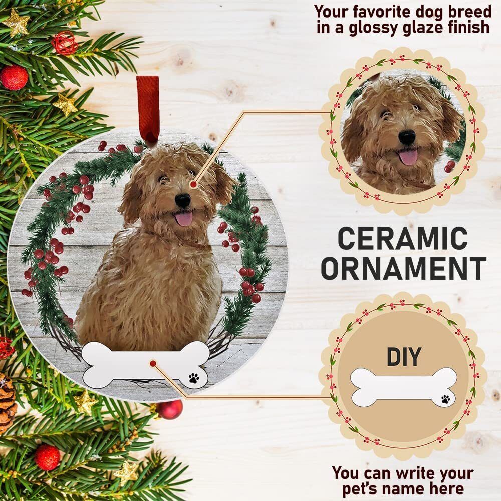 Rusty Goldendoodle Ornament - E&S Pets, Personalizable, Ceramic Round Ornament