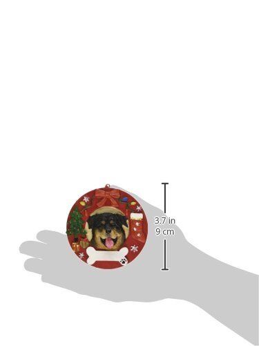 E&S Pets Rottweiler Christmas Ornament Wreath Shaped Easily Personalized