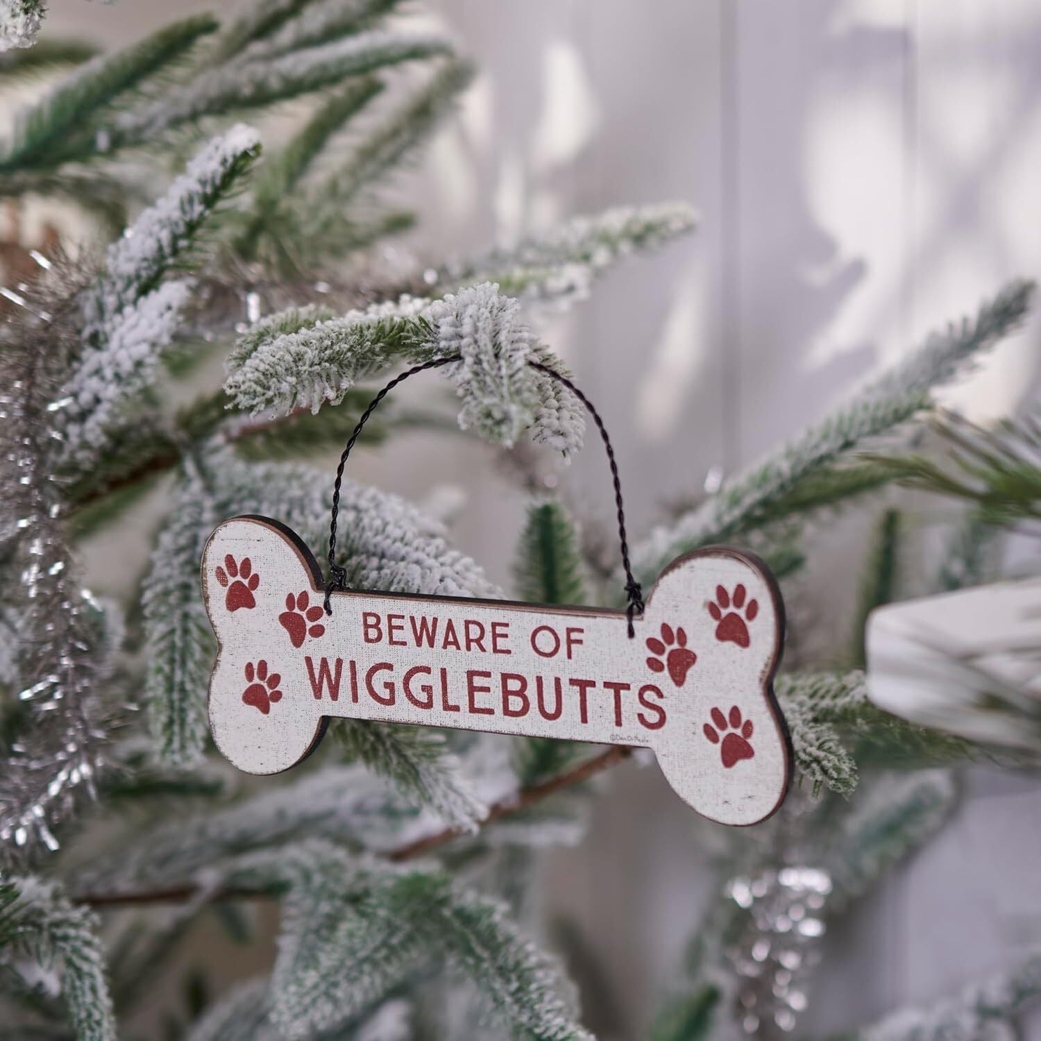 Primitives By Kathy Beware of Wigglebutts Wooden Christmas Ornament