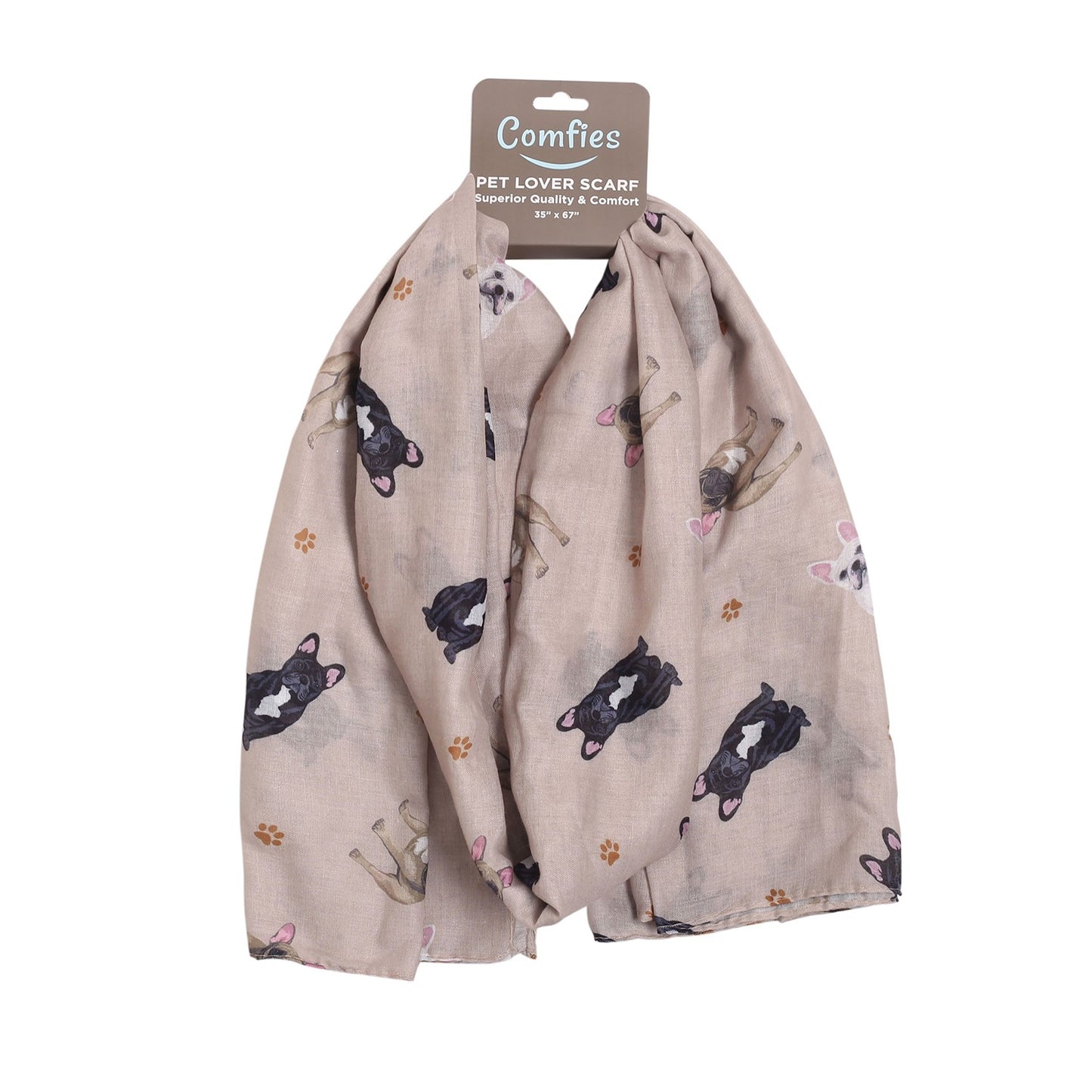 French Bulldog Pet Lover Scarf - All-year-round scarf- Lightweight material, 67"