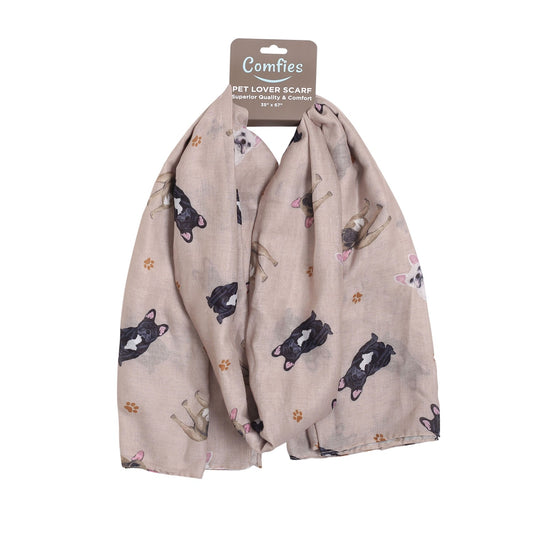 French Bulldog Pet Lover Scarf - All-year-round scarf- Lightweight material, 67"
