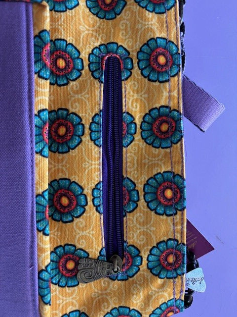 Laurel Burch Acacia Cat Feline Crossbody Shoulder Bag, 11"x 2.5"x 8"