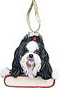 Shih Tzu, Black and White Christmas Ornament
