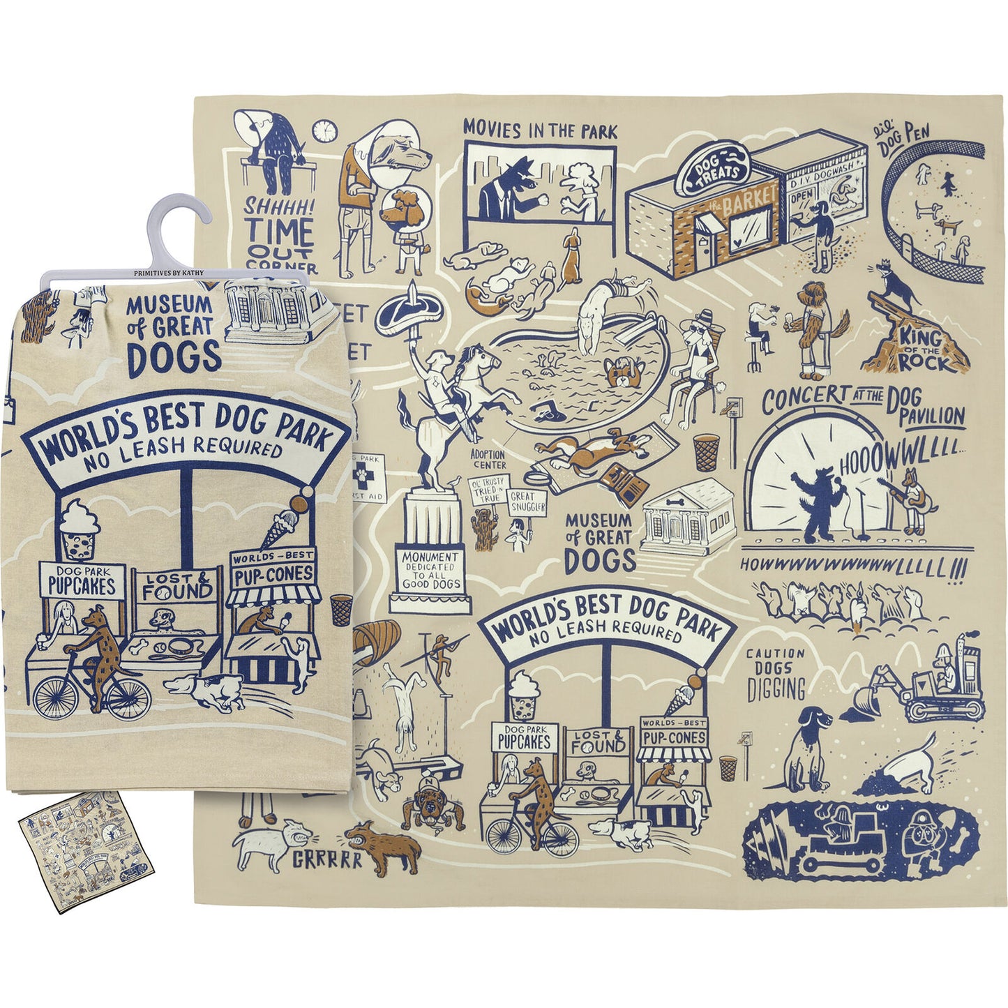Primitives by Kathy Dish Towel - World's Best Dog Park No Leash Required