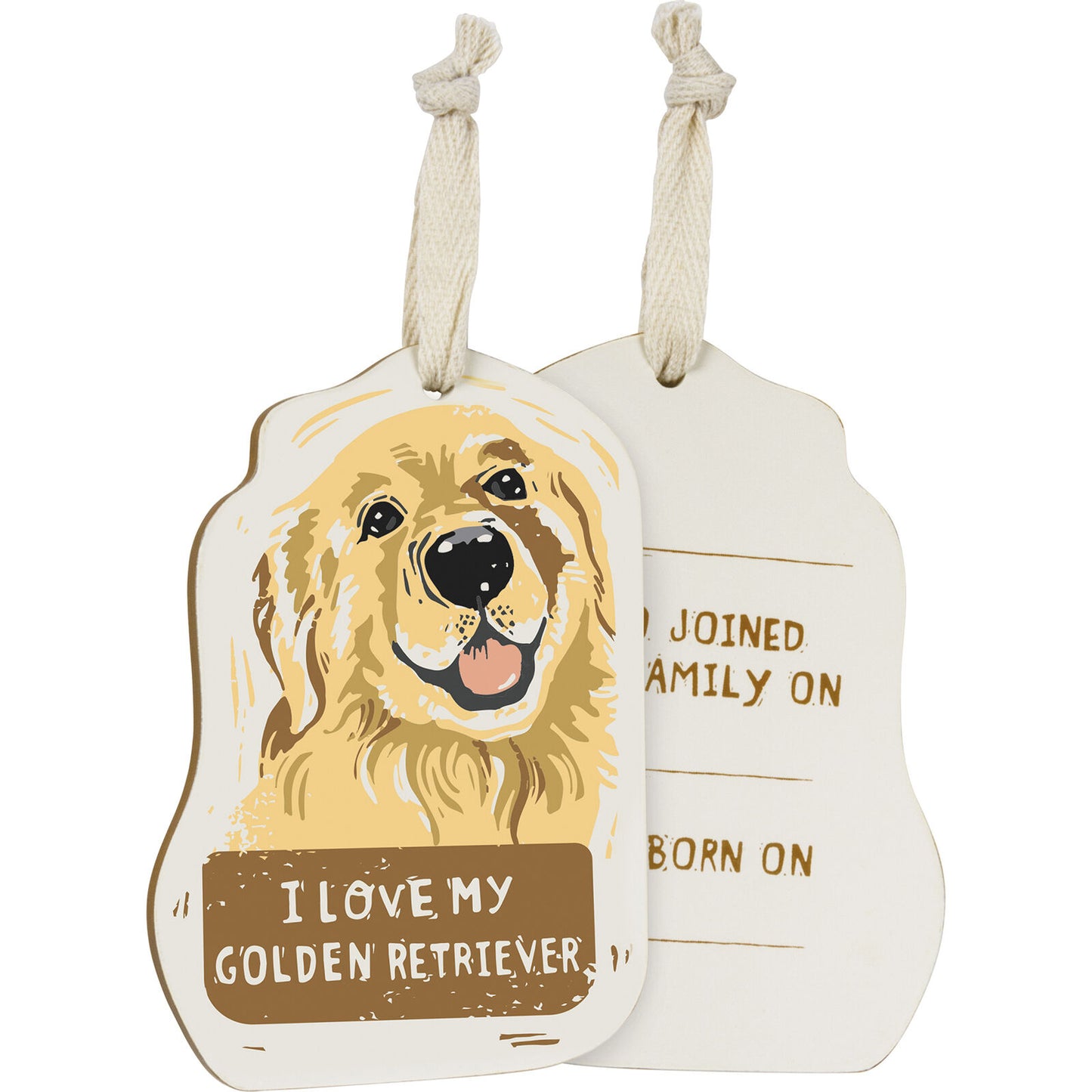 Primitives by Kathy Wooden Hanging Ornament, 2-Sided - I Love My Golden