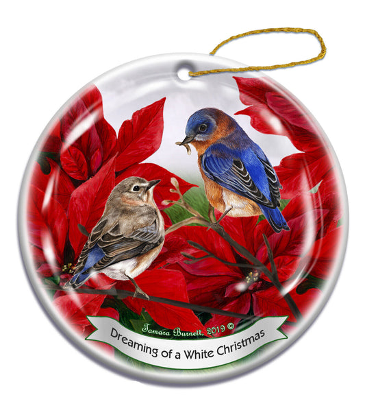 Holiday Pet Gifts Eastern Blue Bird Porcelain Christmas Ornament