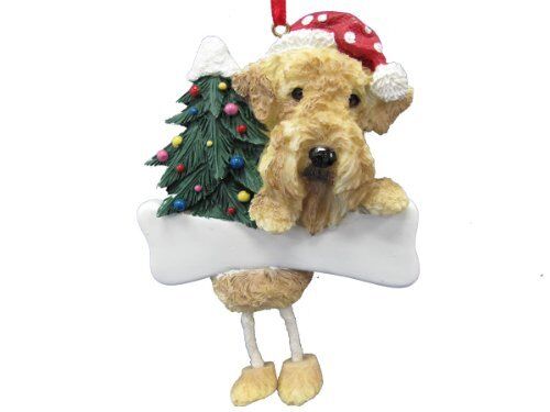 Airedale Terrier Ornament "Dangling Legs" Hand Painted and Easily Personalized