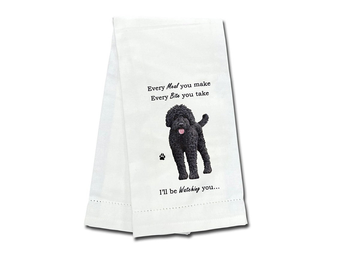 E&S Pets 711-121a Labradoodle, Dark Dog Kitchen Towel, Off-white