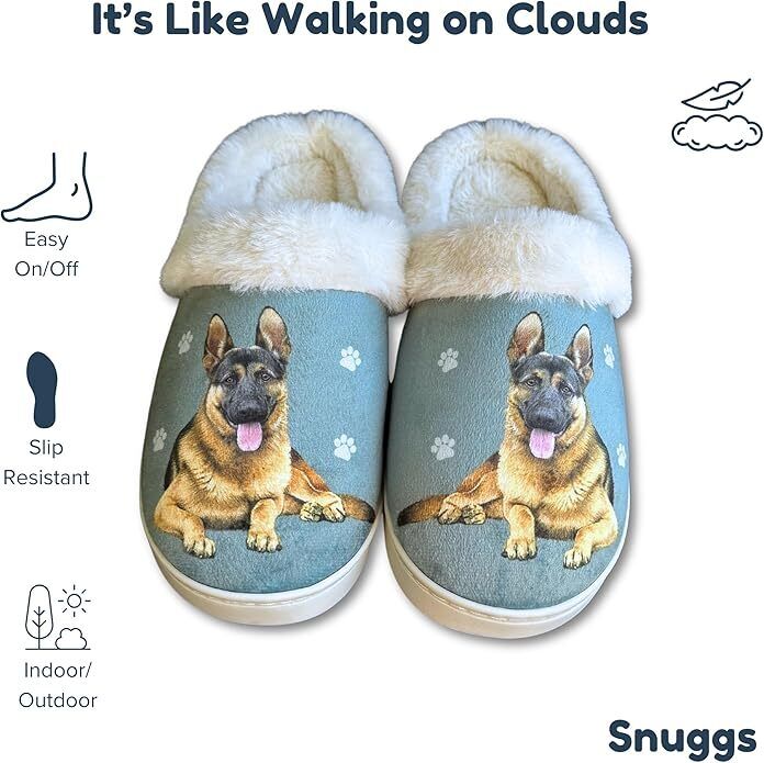 E&S Pets German Shepherd Snugg Slippers for Pet Lovers -  Memory Foam, L/XL