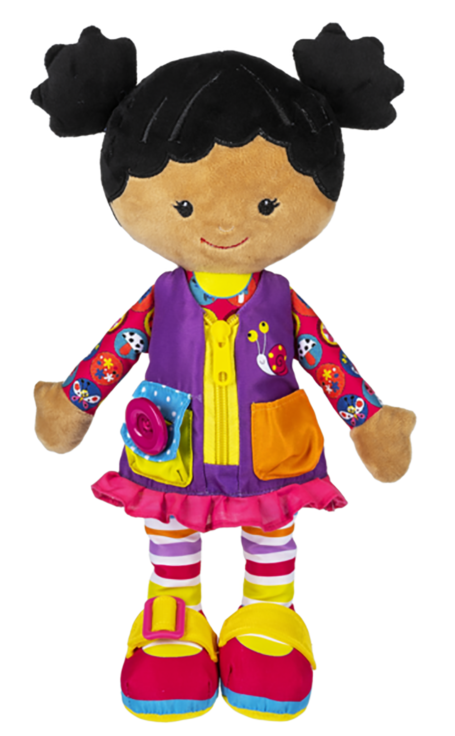 Ganz Learn to Dress Dark Skin Ethnic Girl Doll with Black Hair, 15.5 inches