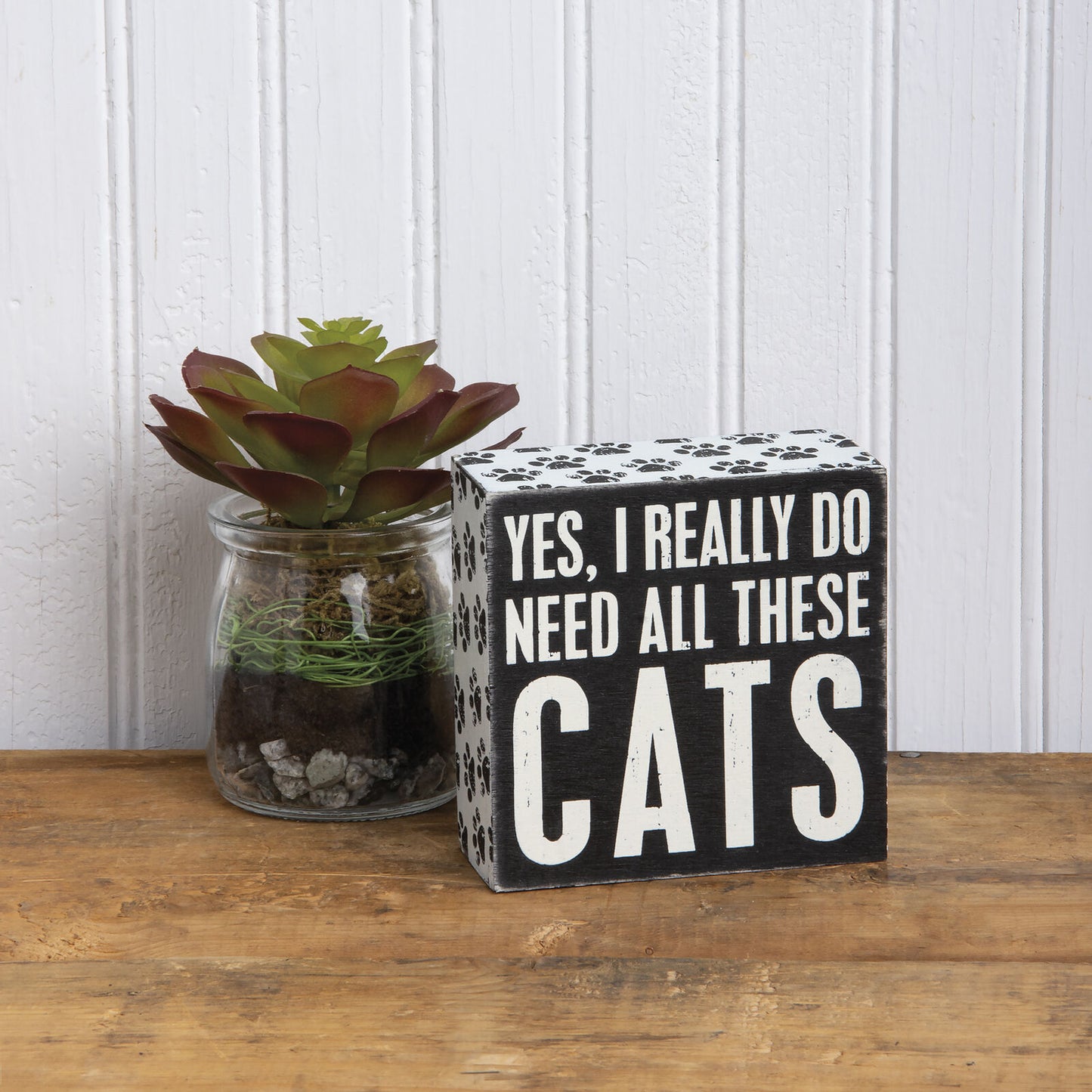 Primitives by Kathy Yes I really Do Need All Of These Cats Box Sign, 4" Square