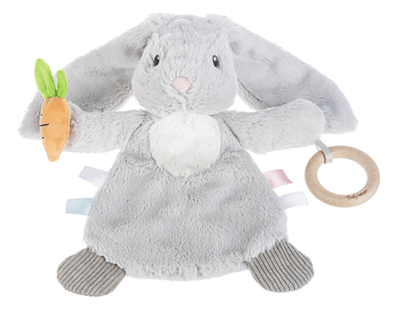 Baby Ganz Downy Gray Bunny Sensory Plush Stuffed Animal Toy 12"