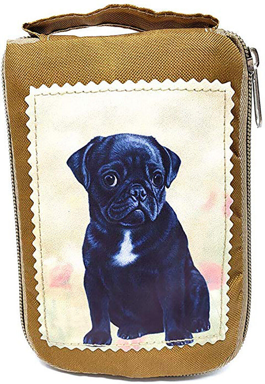 Black Pug Foldable Tote Bag - Waterproof - Zipper Market Tote