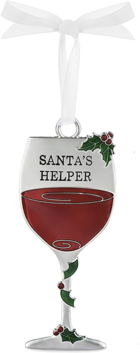 Ganz Merry Merlot Wine Metal Ornament - Santa's Helper