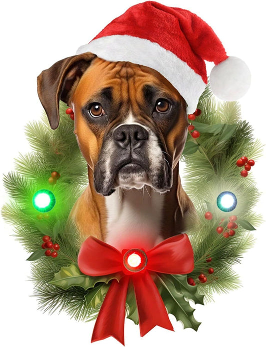 Spoontiques Boxer Ornament - Wooden Decorations with LED Lights - 4"x5"