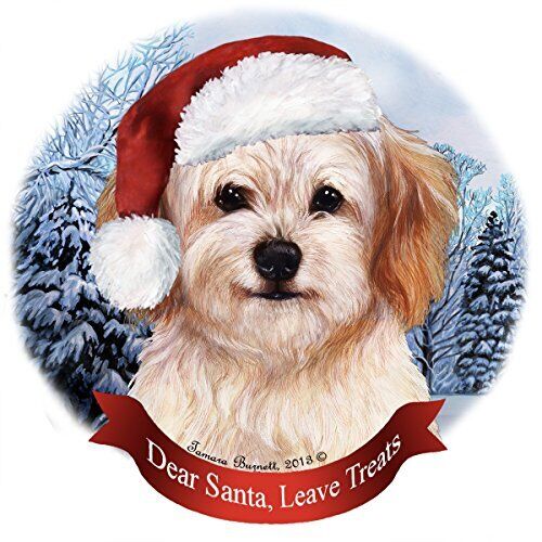 Holiday Pet Gifts Cavachon Santa Hat Dog Porcelain Christmas Tree Ornament