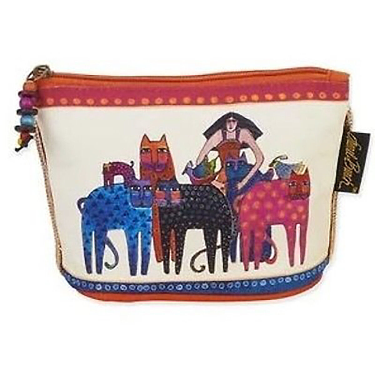 Laurel Burch Feline Minis Cosmetic Bag - Multi-Colored Cats and Woman