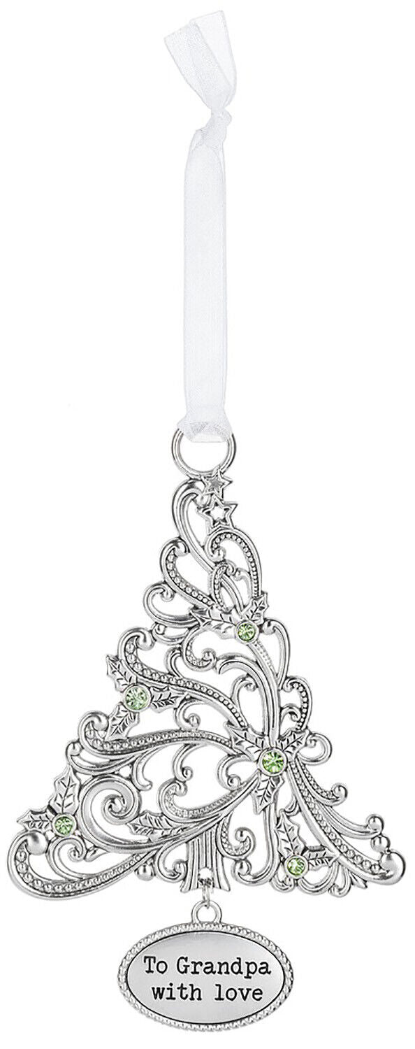 Ganz Ornament Oh Christmas Tree with Holly - To Grandpa With Love