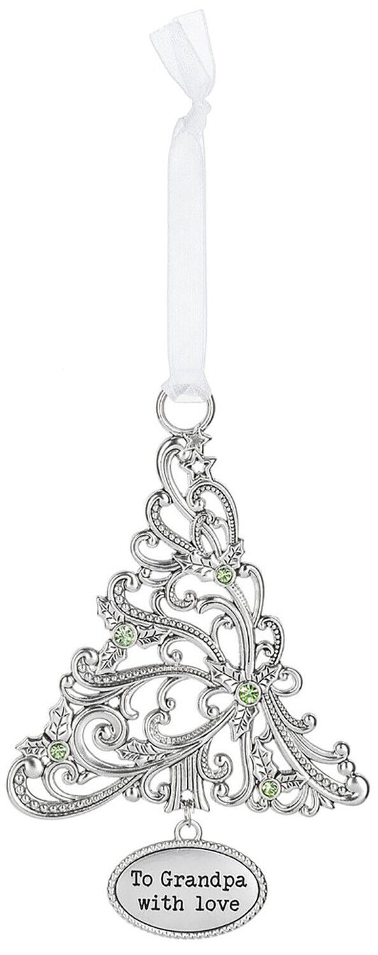 Ganz Ornament Oh Christmas Tree with Holly - To Grandpa With Love
