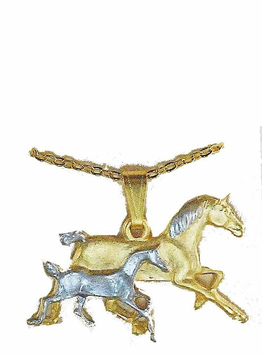Finishing Touch 2-Tone Mare and Foal Necklace - Gold/silver