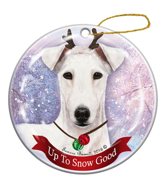 Holiday Pet Gifts Fox Terrier White Dog Porcelain Christmas Ornament