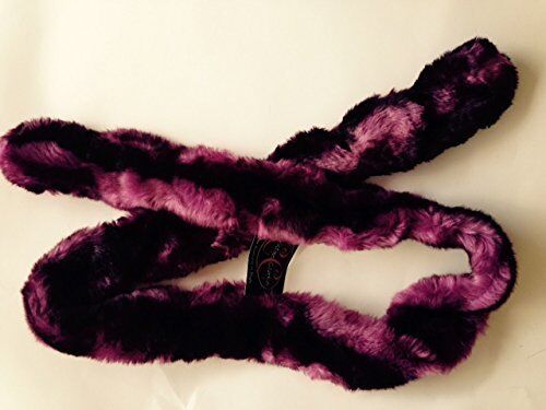 4' Faux-Fur Plush Purple Scarf by Christine Clarke (Boho Chic Magenta/Stripe)