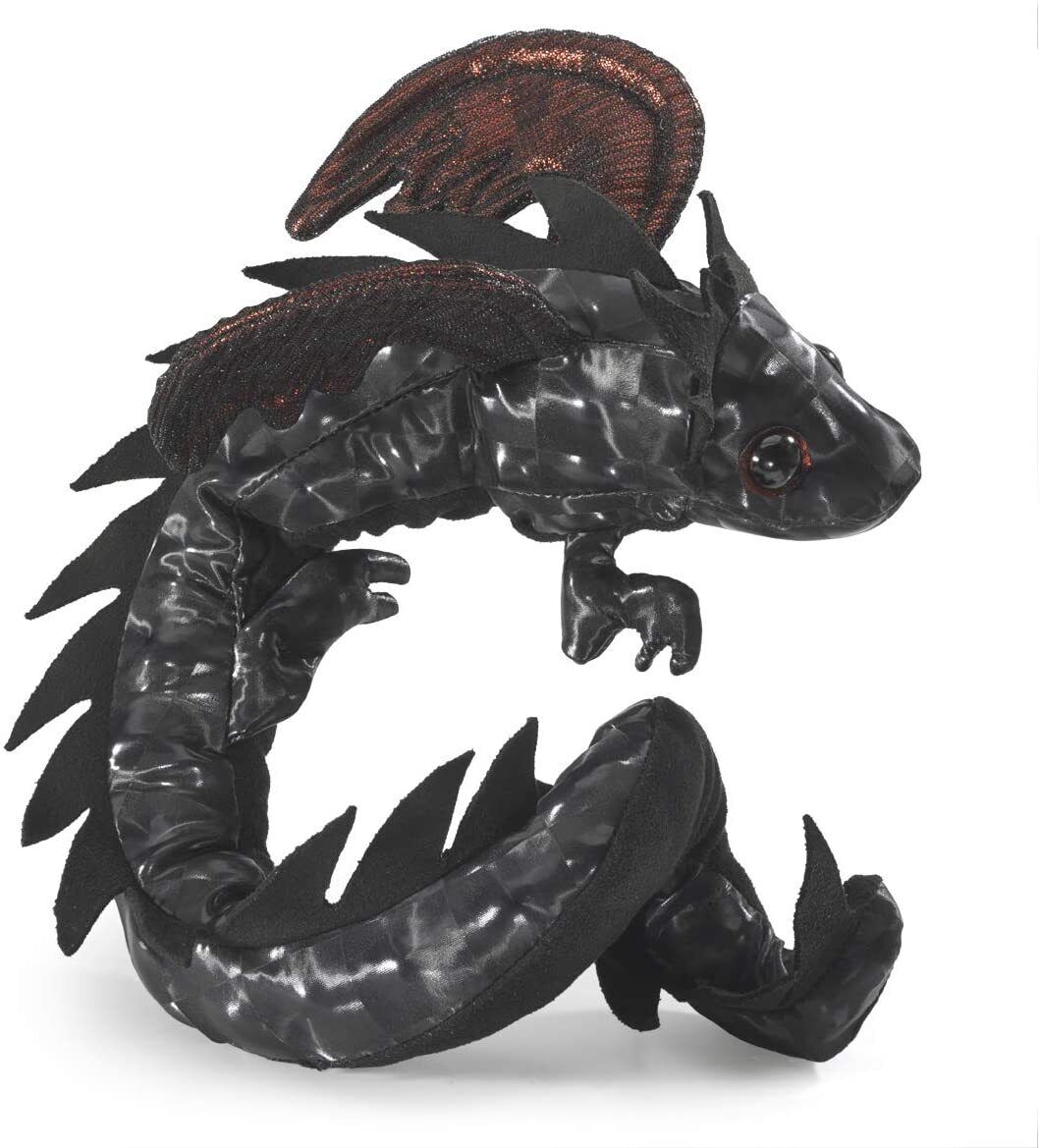 Folkmanis Midnight Dragon Wristlet Finger Puppet, 12"