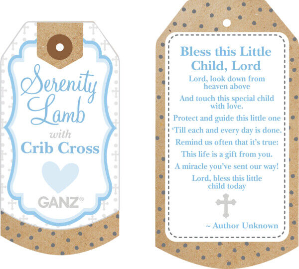 Ganz Serenity Lamb Plush With Crib Cross Christening or Baptism Gift,13"
