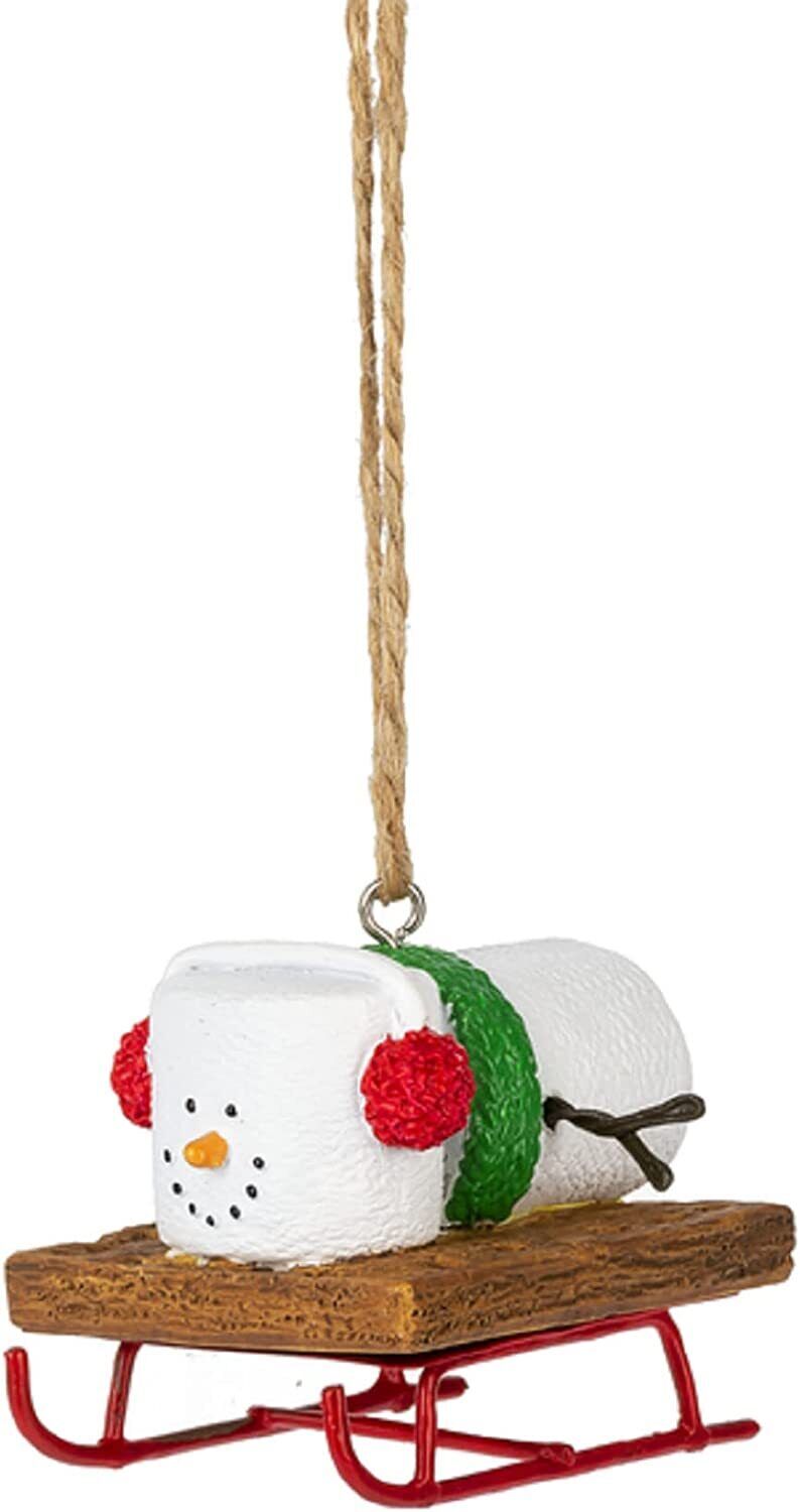 Ganz S'mores Sledding & Tubing Christmas Ornaments, Polyresin, 2.25", Set of 2