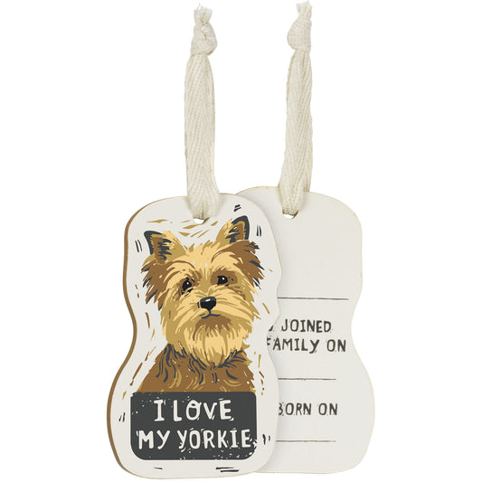 Primitives by Kathy Wooden Hanging Ornament, 2-Sided - I Love My Yorkie