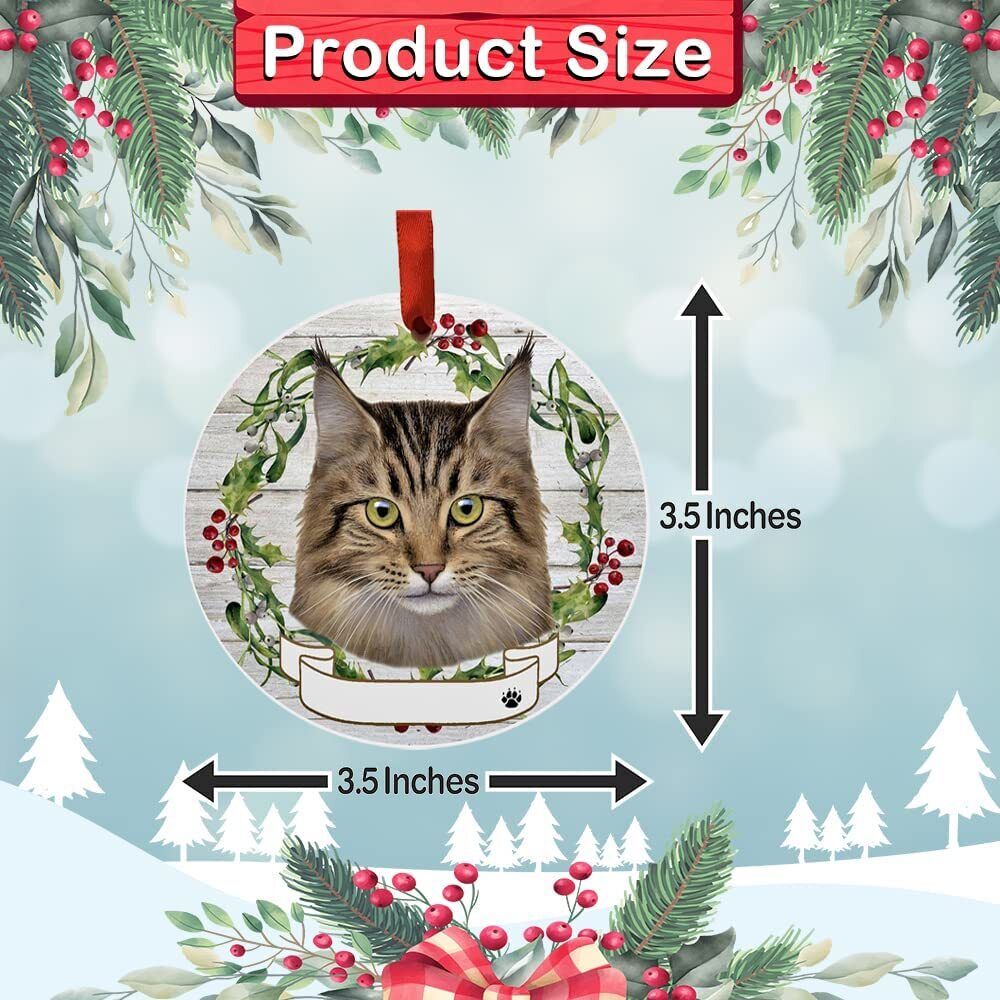 Maine Coon Cat Ornament - E&S Pets - Personalizable, Ceramic Round Ornament