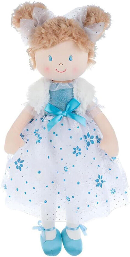 Ganz Snowflake Rag Doll with Light Brown Curly Hair, 20" H