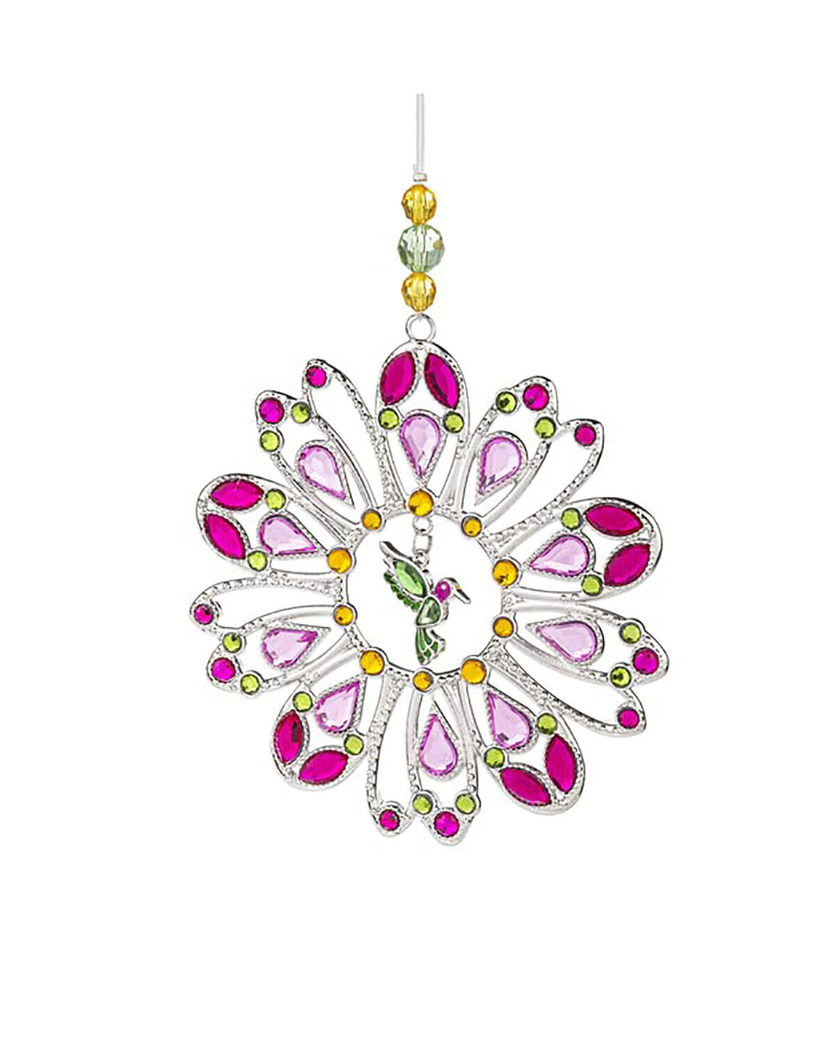 Ganz Blooming Garden Hanging Ornament/Suncatcher - Hummingbird, 4.25" x 5.5",