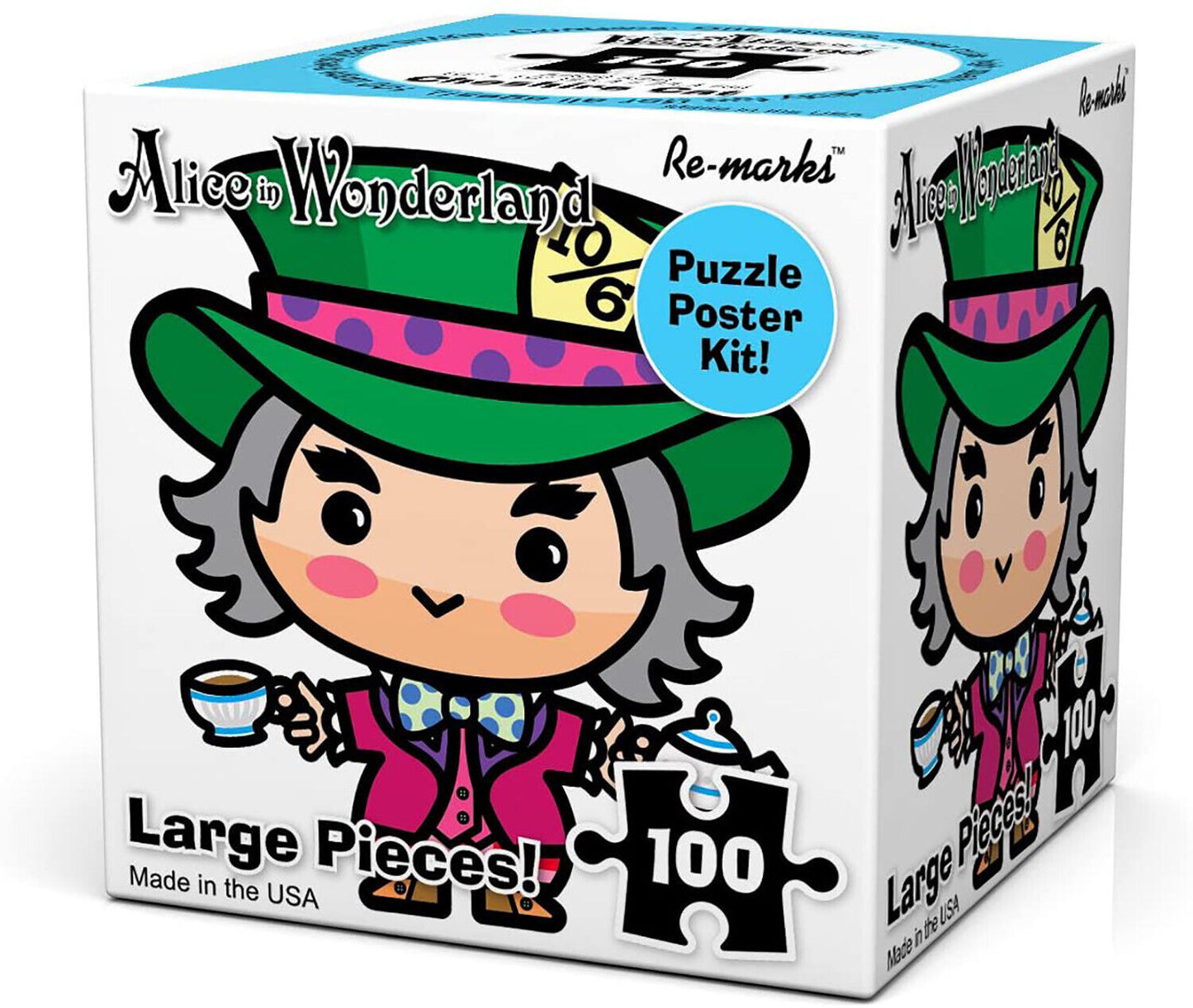 Re-marks Alice in Wonderland 100 Large Piece Puzzle Cube - Mad Hatter
