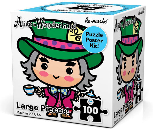 Re-marks Alice in Wonderland 100 Large Piece Puzzle Cube - Mad Hatter